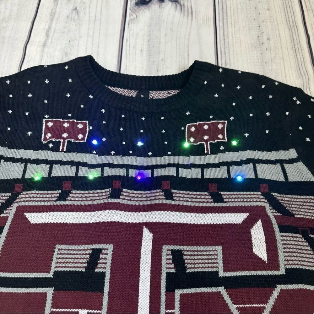 Texas A&M Aggies College Football Ugly Christmas Sweater Lights Up Size XL Party - Picture 3 of 9